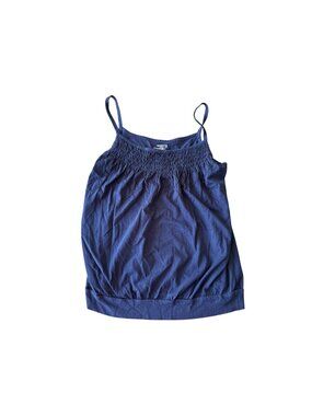 Old Navy Womens Smocked Tank Top Navy Blue Small 100% Cotton Relaxed Fit